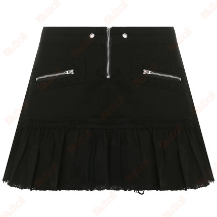 solid colour pleated denim skirts